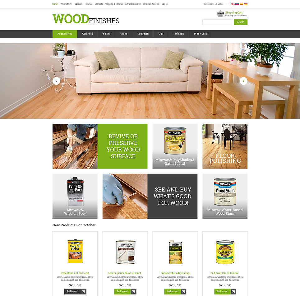 Flooring osCommerce Theme Big Screenshot Flooring OsCommerce Template New Screenshots BIG