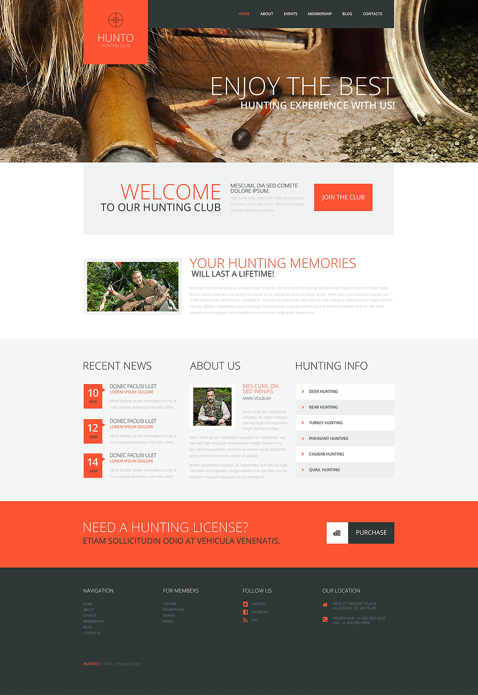 Hunting Club WordPress Theme New Screenshots BIG