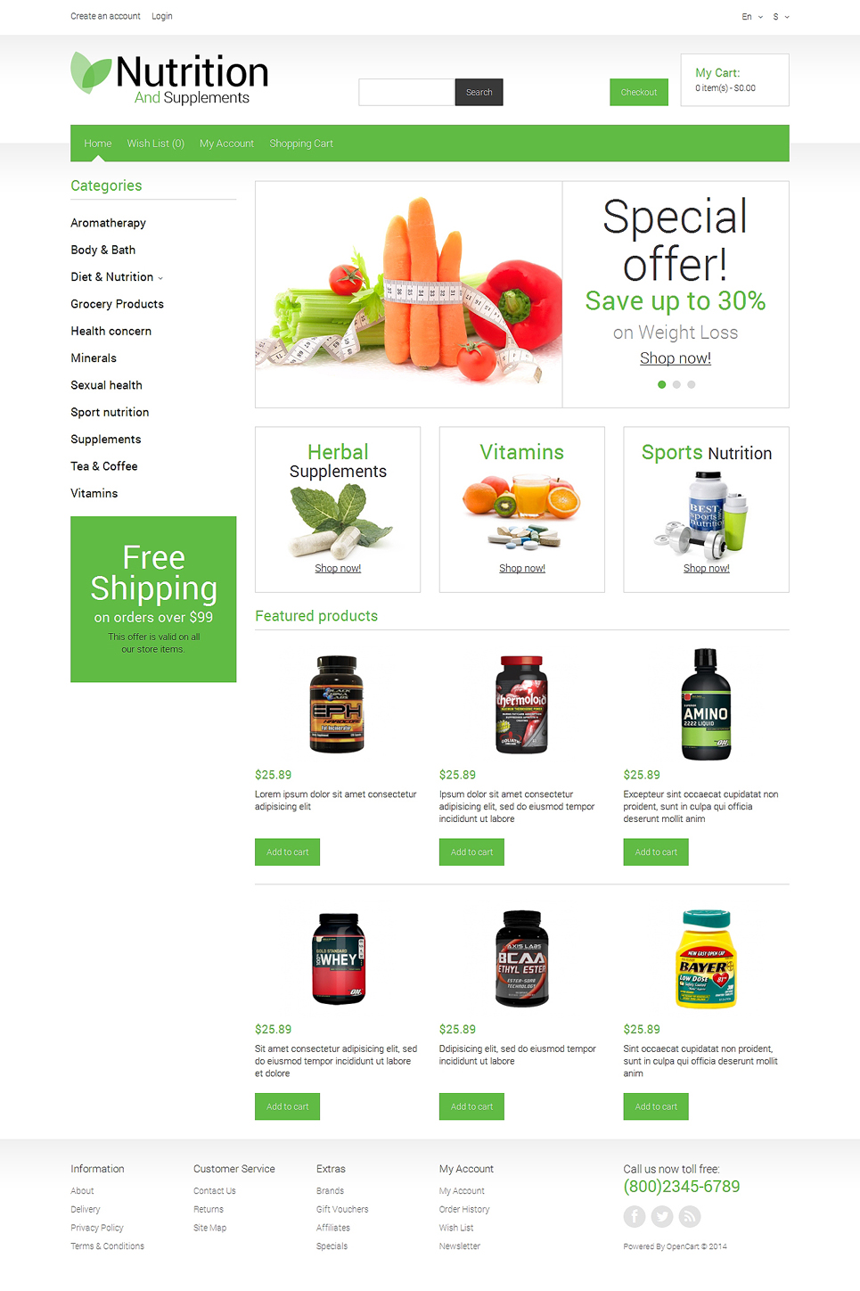 Nutrition Store Responsive OpenCart Template New Screenshots BIG