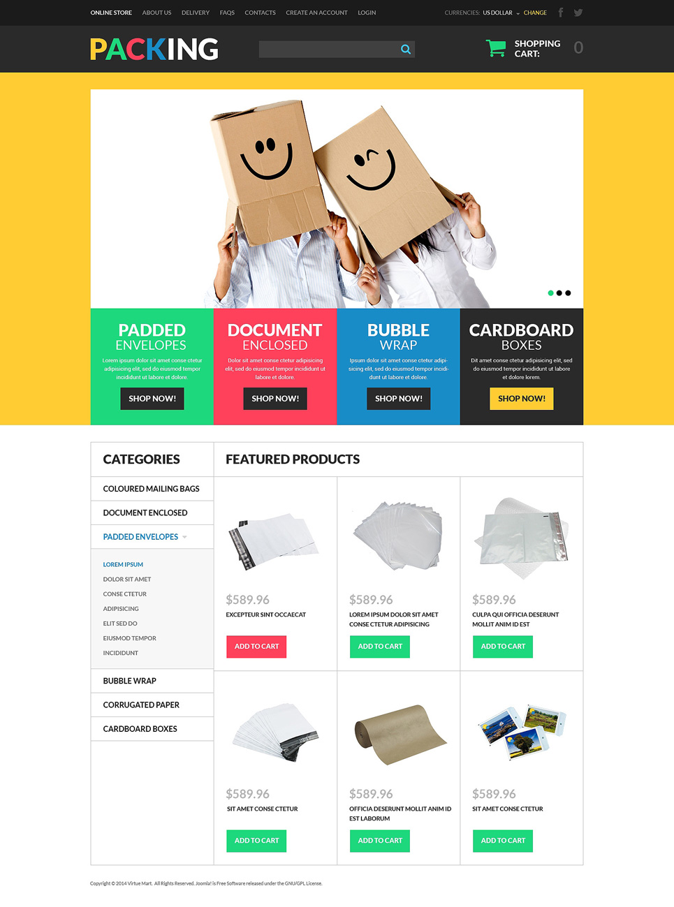 Packing Products Store VirtueMart Template New Screenshots BIG