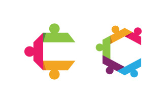 People group care community network and social logo design v.87
