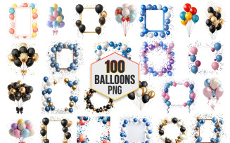 Balloon PNG Clipart, Party Balloon Frames, Arches & Decorations for Invitations and Designs