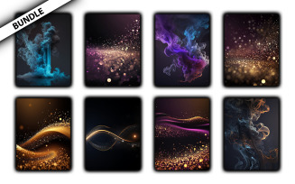 Digital glitter with smoke background bundle