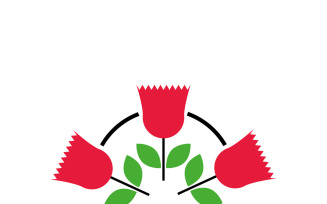 Logo with Red flowers with Green Leaves