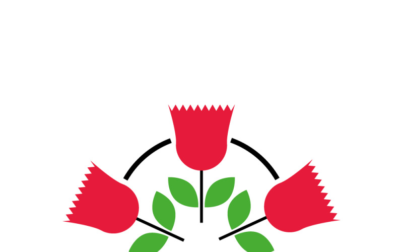 Logo with Red flowers with Green Leaves Logo Template