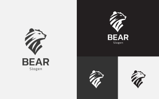 Black Bear Head Logo Design Template