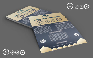 Creative Flyer Design Template in Golden and Blue