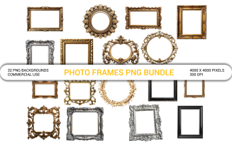 New Photo Frame Png Bundle Elegant Golden Circle Frame Black Frame Empty Picture Frame Round Frame