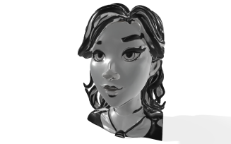 Stylized Female Bust - Metallic Sculpture 3D Model