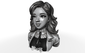 Victorian-Inspired Female Character Bust Free 3D Model