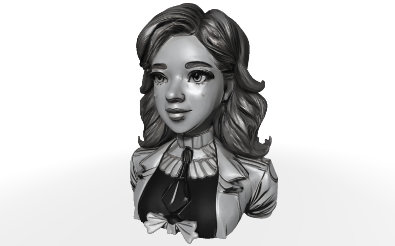 Victorian-Inspired Female Character Bust Free 3D Model