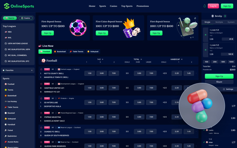 OnlineSports - Sports Betting & Casino Gambling Figma Landing Template UI Element