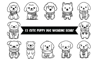 12 Cute Puppy Dog Wearing Scarf