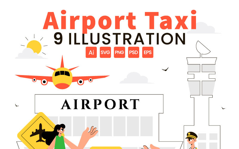9 Airport Taxi Service Illustration
