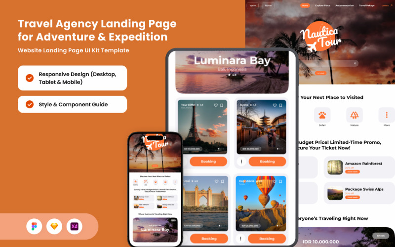 Nautica Tour - Travel Adventure Landing Page UI Element