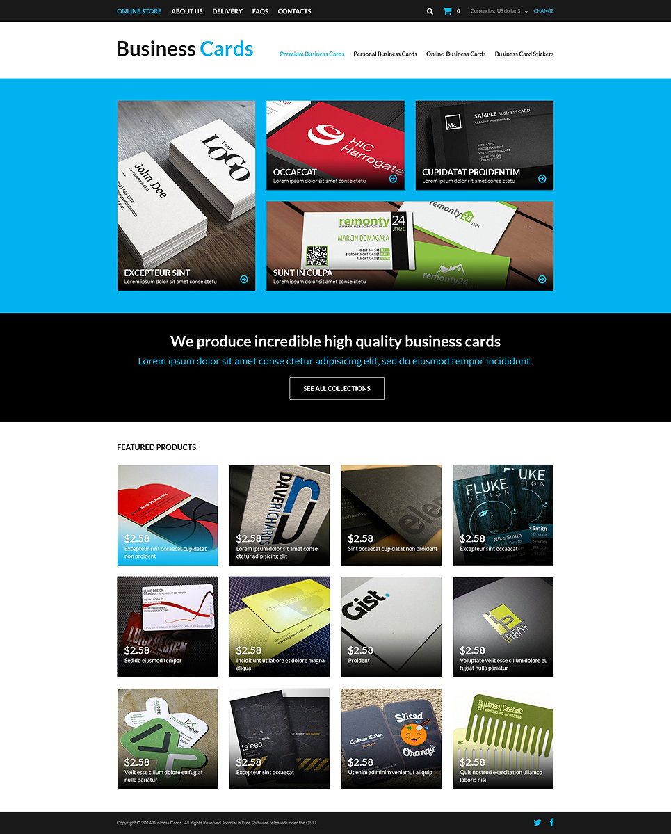 Business Cards Store VirtueMart Template New Screenshots BIG