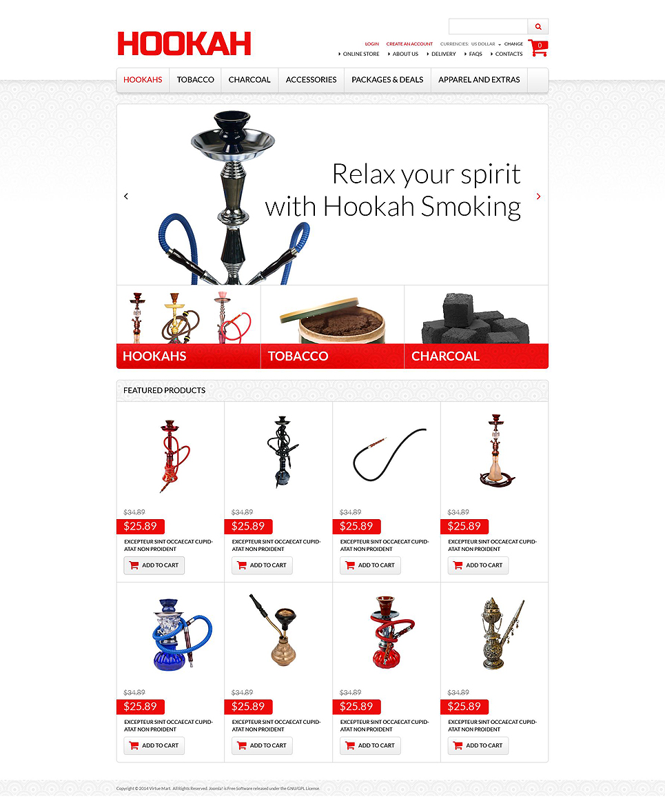 Exclusive Hookah Products VirtueMart Template New Screenshots BIG