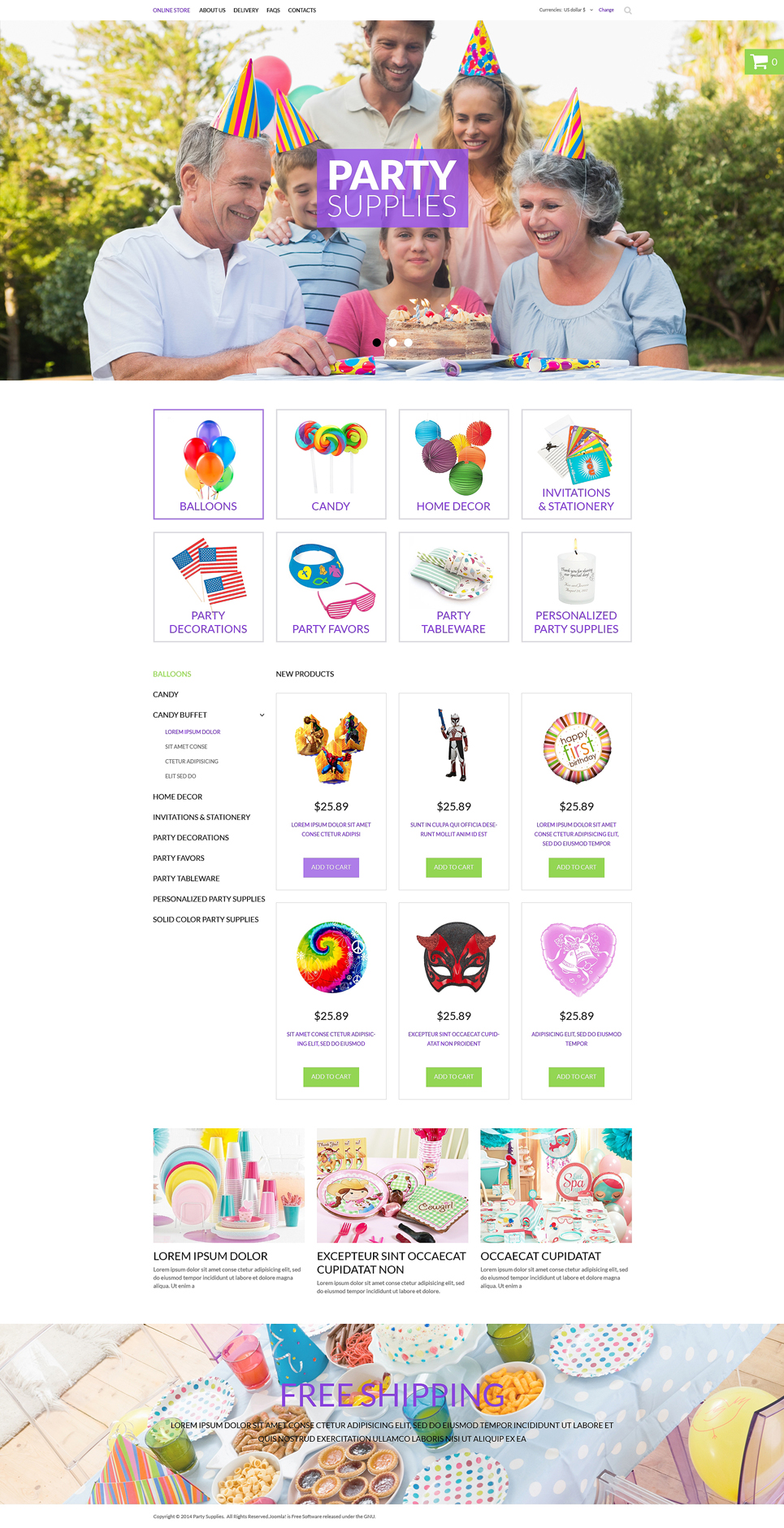 Party Items VirtueMart Template New Screenshots BIG