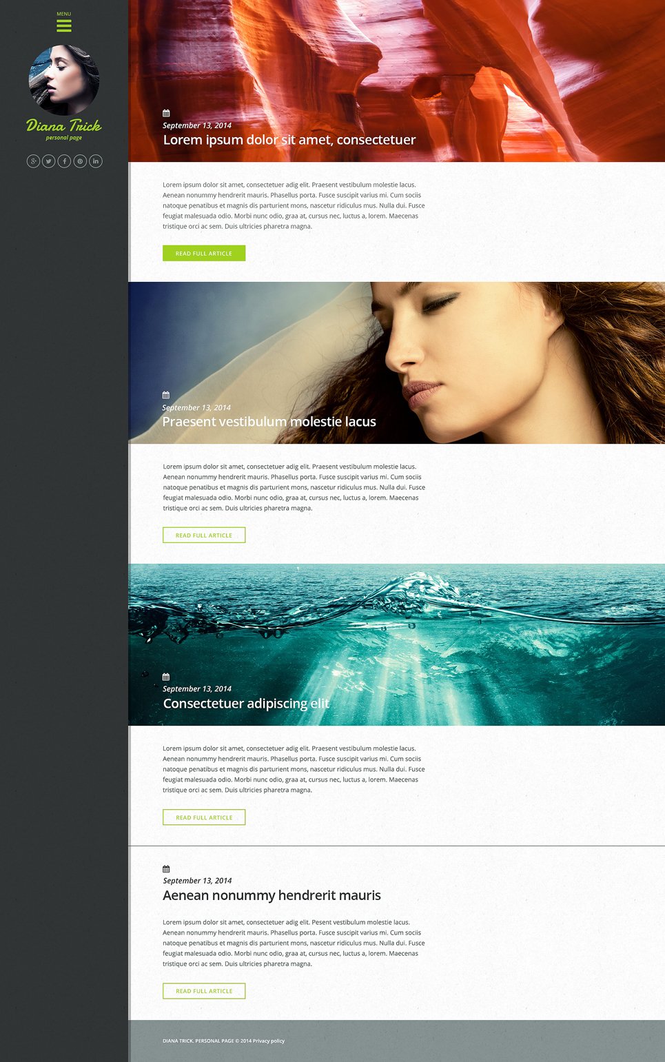 Personal Page WordPress Theme New Screenshots BIG