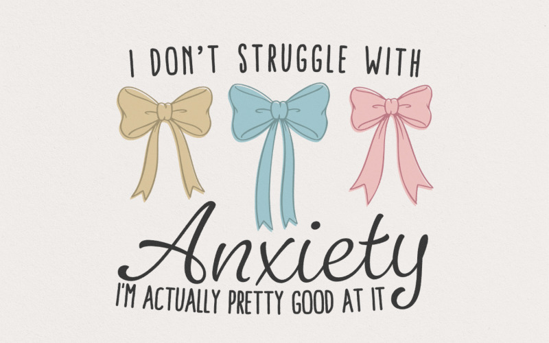 Coquette Mental Health Bow PNG, Cute Ribbon Anxiety Shirt Design, Mental Health png for POD, Self Illustration