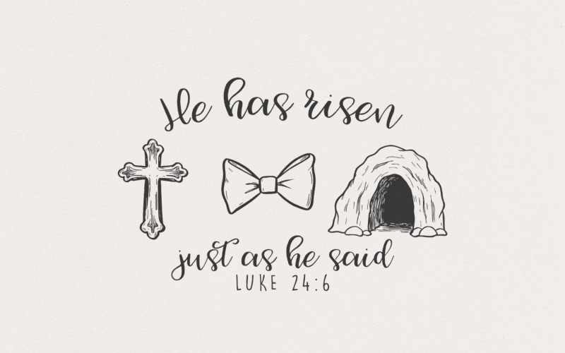 He Has Risen Png, Easter Christian Png, Coquette Easter Png, Retro Easter Png, Bible Verse Png, Illustration