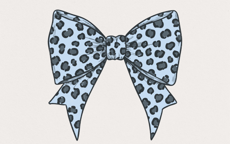 Leopard Print Bow PNG, Cheetah Pattern Hair Clipart, Fashion Accessory Design, Animal Print Bow Illustration