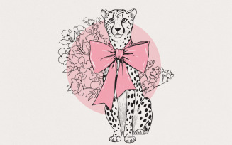 Leopard Print PNG, Coquette PNG, Pink Bow Digital Download, Leopard Clipart, Instant Download, Cute