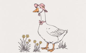 Spring Silly Goose PNG Digital Download, Retro Cottagecore Trendy Art, Cute Sublimation, Spring