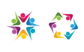 People group care community network and social logo design v.154