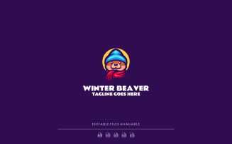 Winter Beaver Simple Mascot Logo