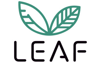 A logo with a green leaf symbol