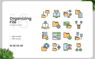 16 Organizing File Colored Icons Set