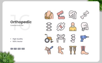 16 Orthopedic Colored Icons Set