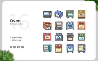 16 Oven Colored Icons Set