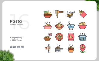 16 Pasta Colored Icons Set