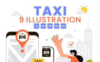 9 Taxi Booking Travel Service Illustration