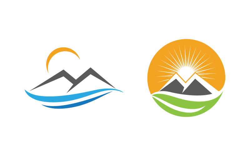 Hill Nature Mountain icon Logo Template illustration design v.14