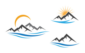 Hill Nature Mountain icon Logo Template illustration design v.16