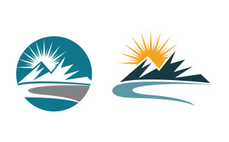 Hill Nature Mountain icon Logo Template illustration design v.24