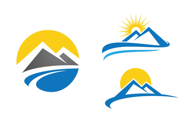 Hill Nature Mountain icon Logo Template illustration design v.27
