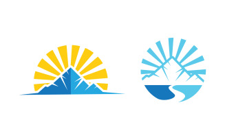 Hill Nature Mountain icon Logo Template illustration design v.7