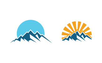 Hill Nature Mountain icon Logo Template illustration design v.9