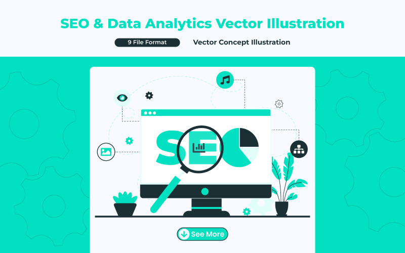 SEO & Data Analytics Vector Illustration – Flat Design