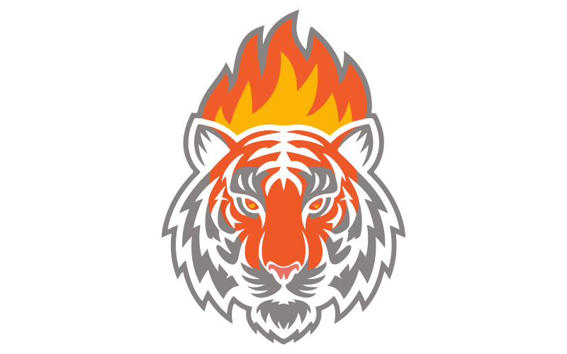 The logo tiger face with a mane of flames Illustration