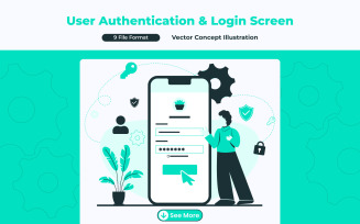 User Authentication & Login Screen- Flat Concept Design