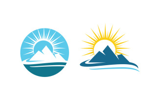 Hill Nature Mountain icon Logo Template illustration design v.30