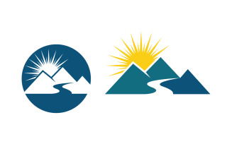 Hill Nature Mountain icon Logo Template illustration design v.31