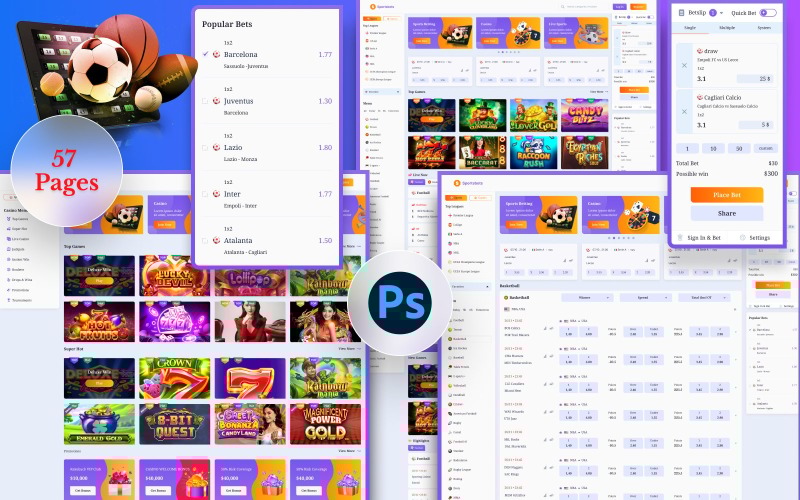 Sportsbets - Sports Betting & Casino Gambling PSD Template