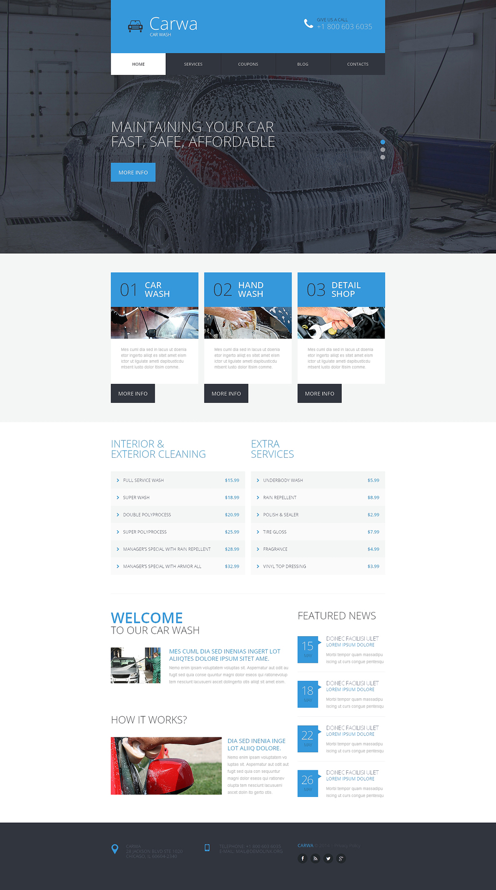 Car Wash Responsive Website Template New Screenshots BIG