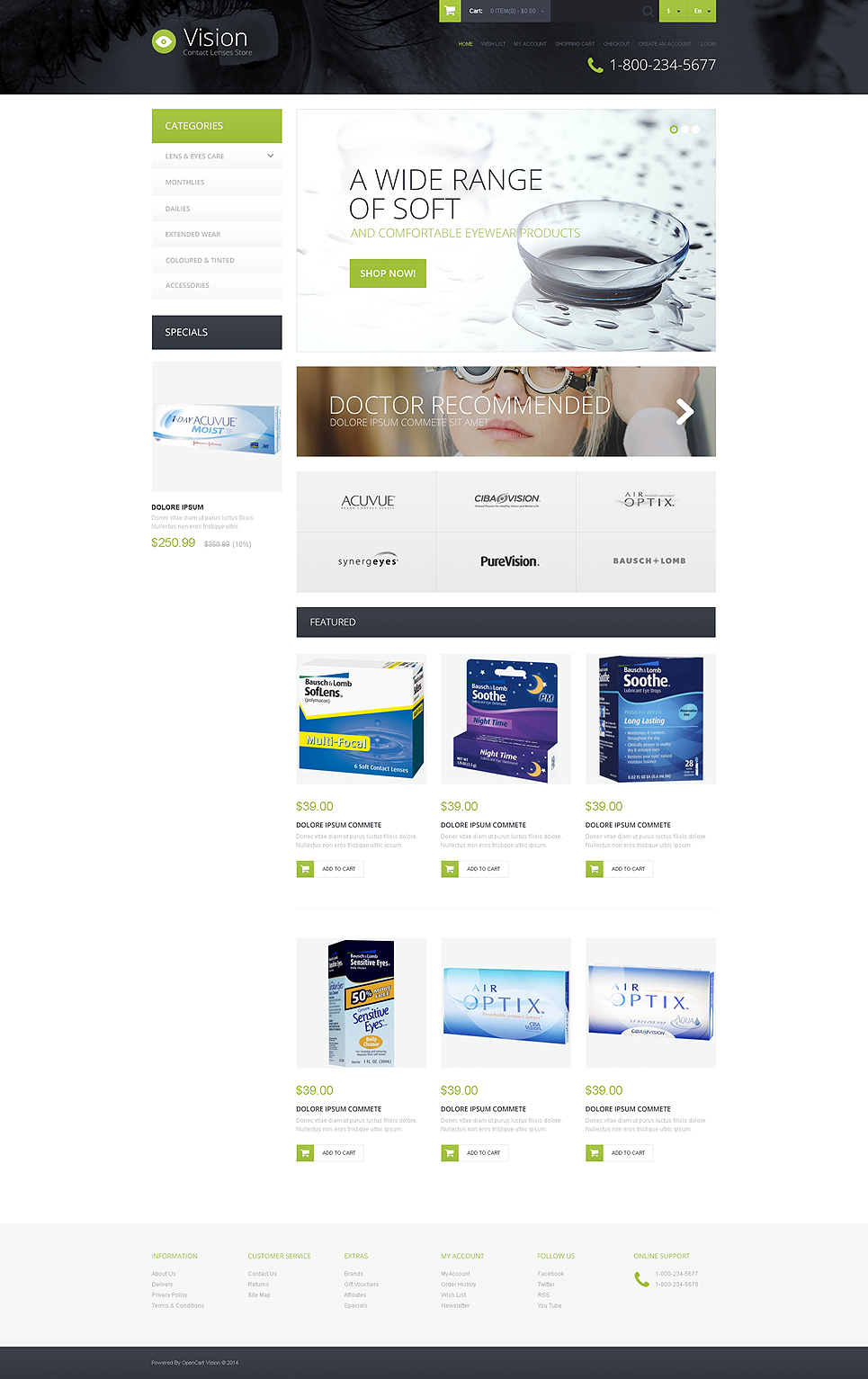 Contact Lens Store OpenCart Template New Screenshots BIG